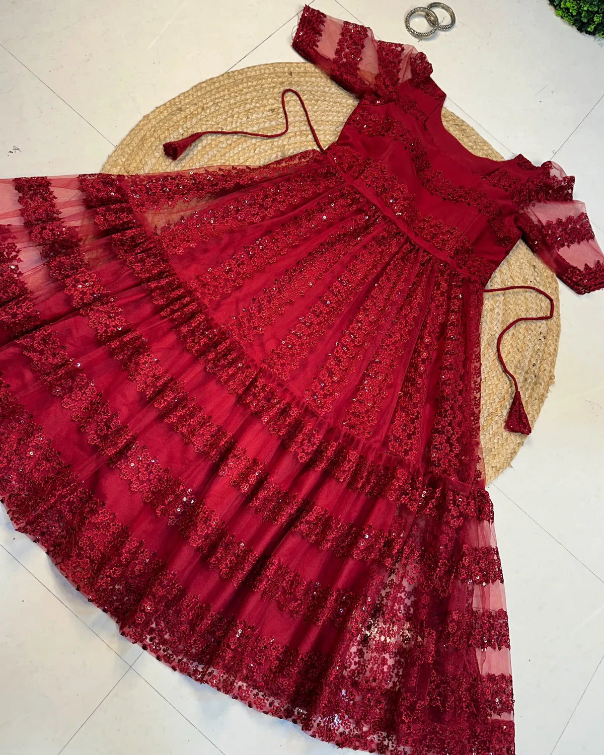 😍Beautiful Elegant Flower Embroidery Sequence Work Frocks😍 2