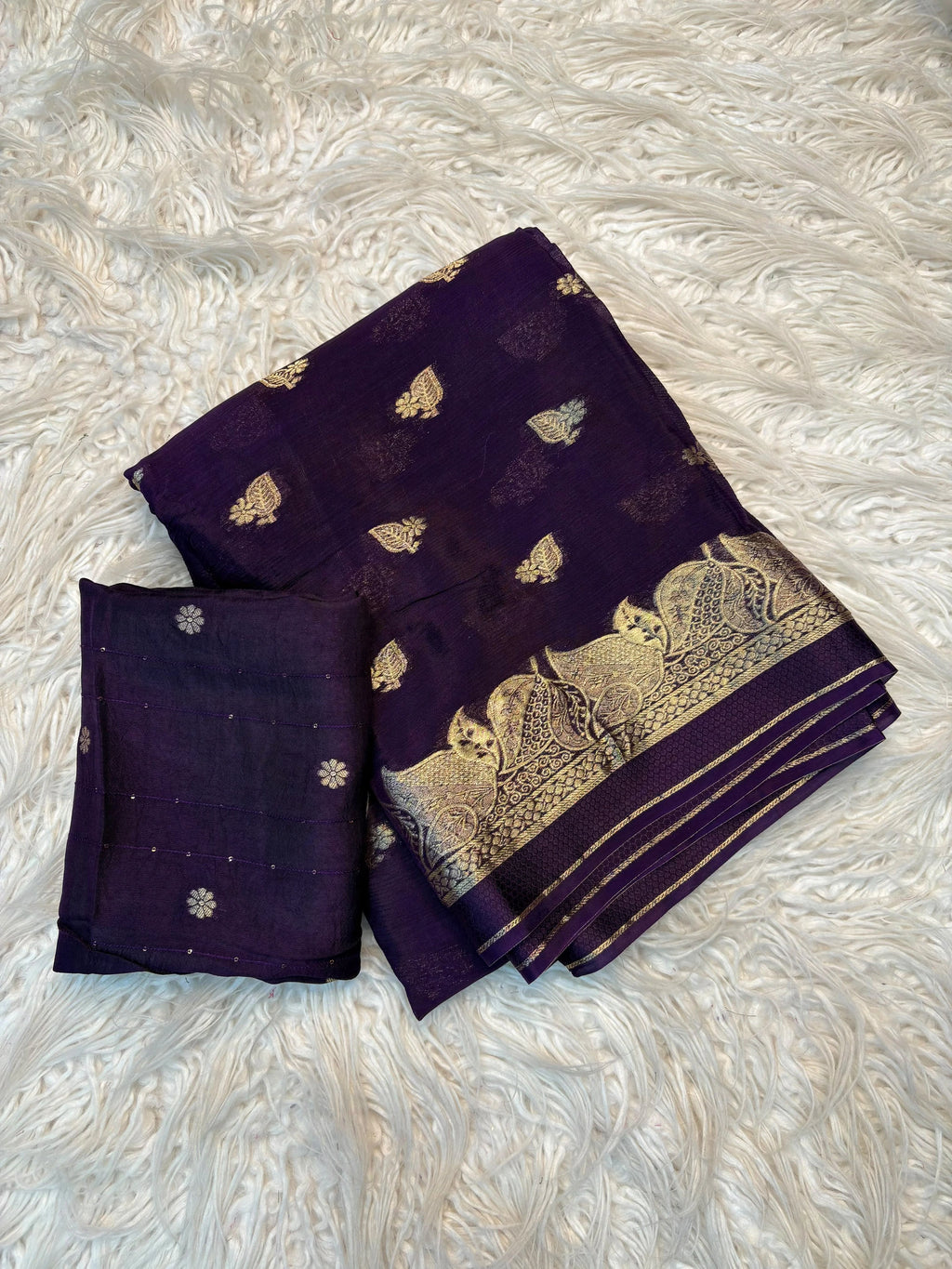 Viscose Chinnon Saree with Blouse 1