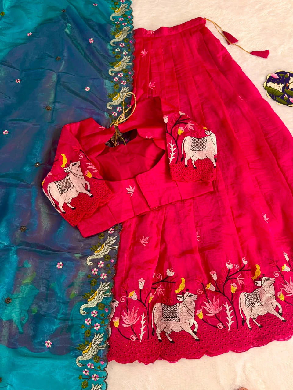 Silk Embroidered Lehenga Set 3