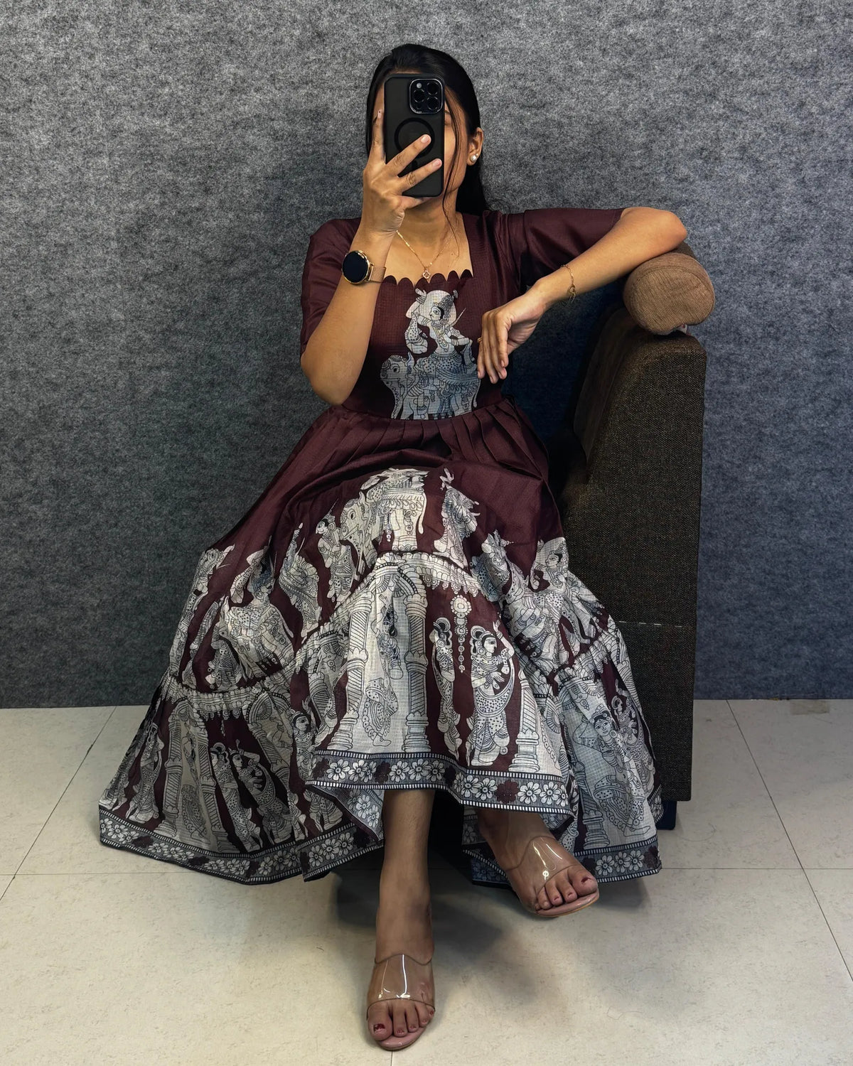 👸👸Trending Kalamkari khalahasti Pure Cotton Printed kota Maxi Gown👑👑 2