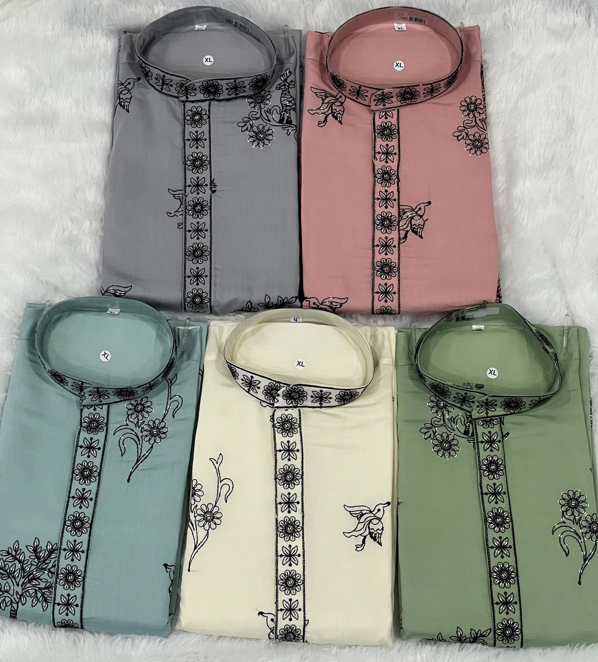 Roman Silk Embroidered Kurta Set 8
