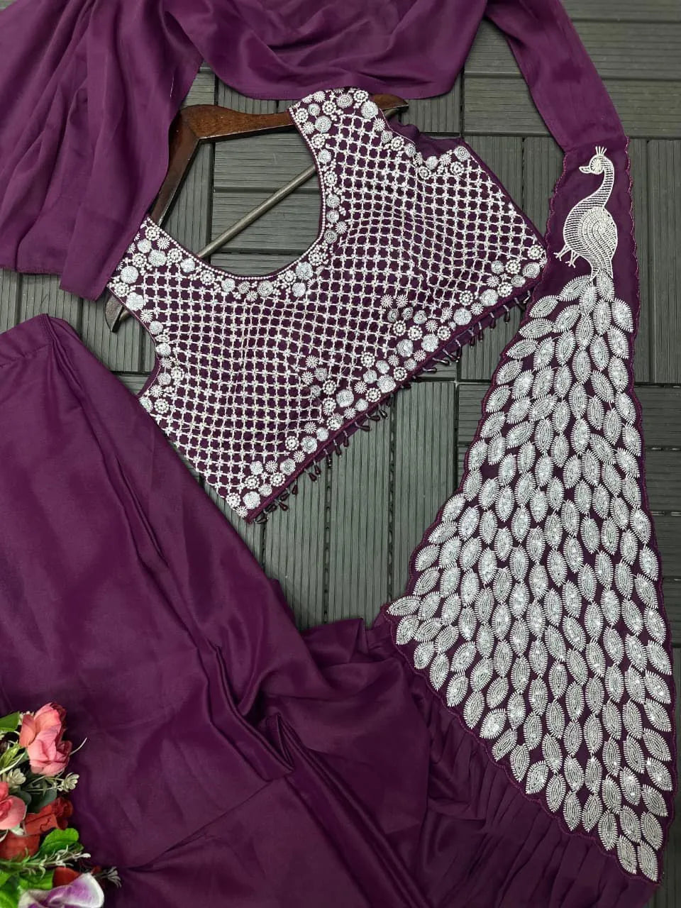 💗💗Trending Embroidery Sequence work Ready to Wear Saree Set with Embroidery Blouse💗💗 6