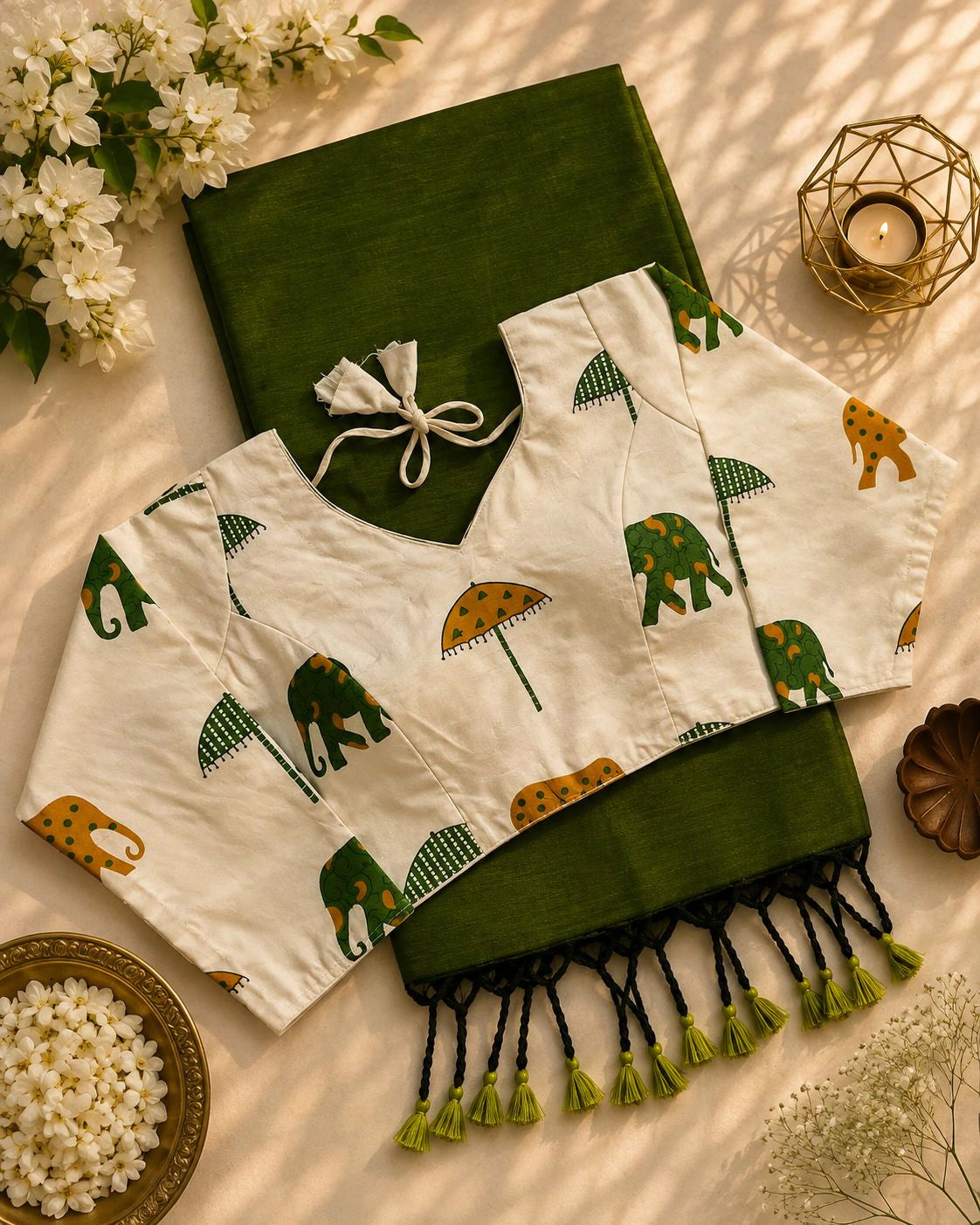 Khadi Cotton Saree with Printed Blouse 8