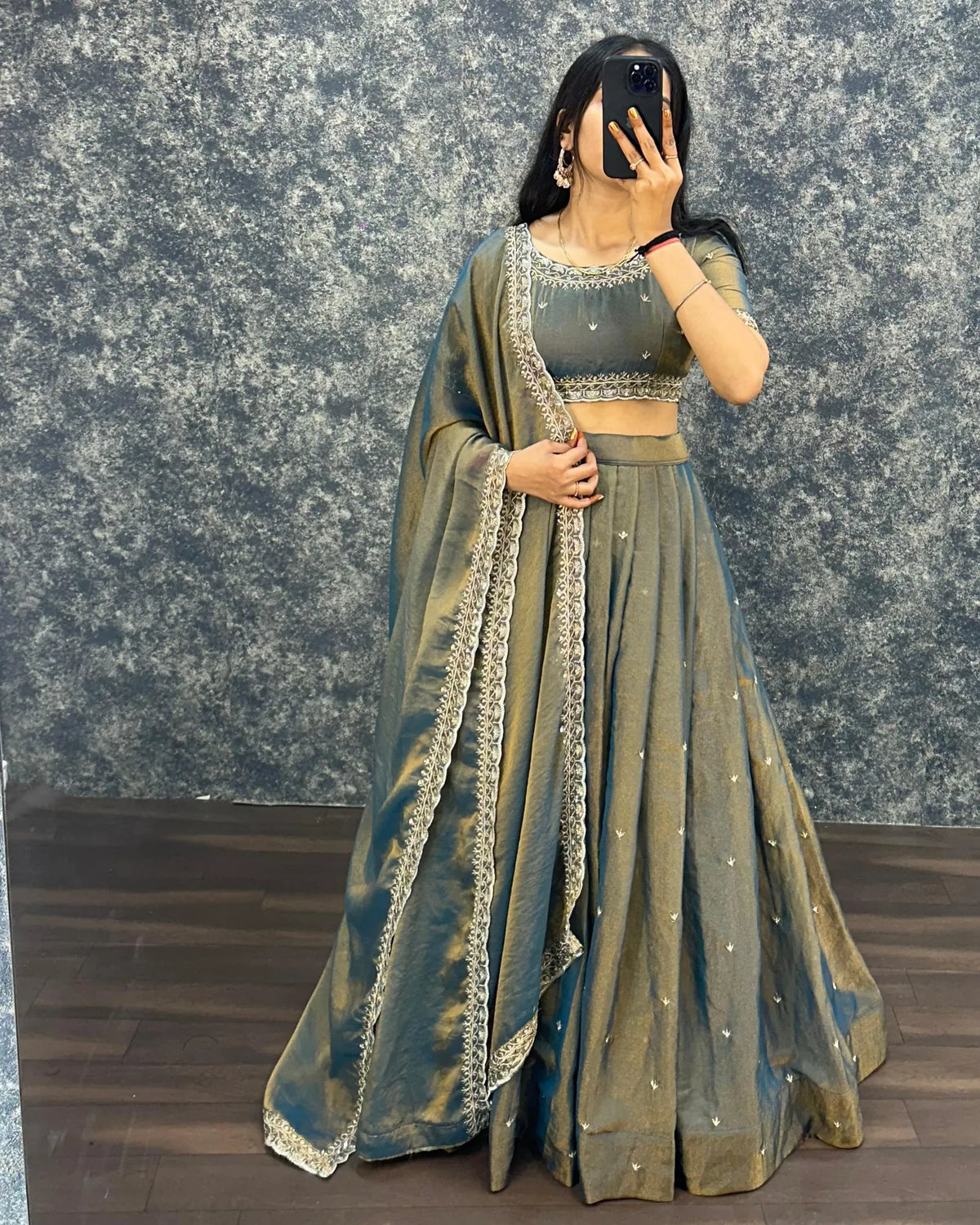 Traditional Tissue Silk Lehenga Choli Set 5