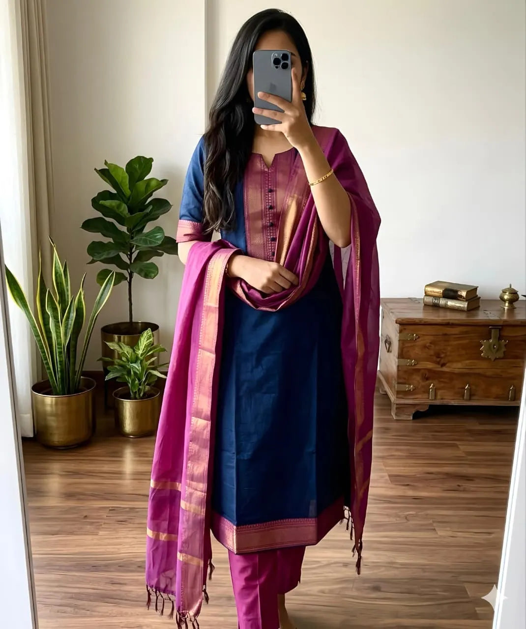 👑👑Stunning Mangalagiri silk cotton Kurti set❤️❤️ 4