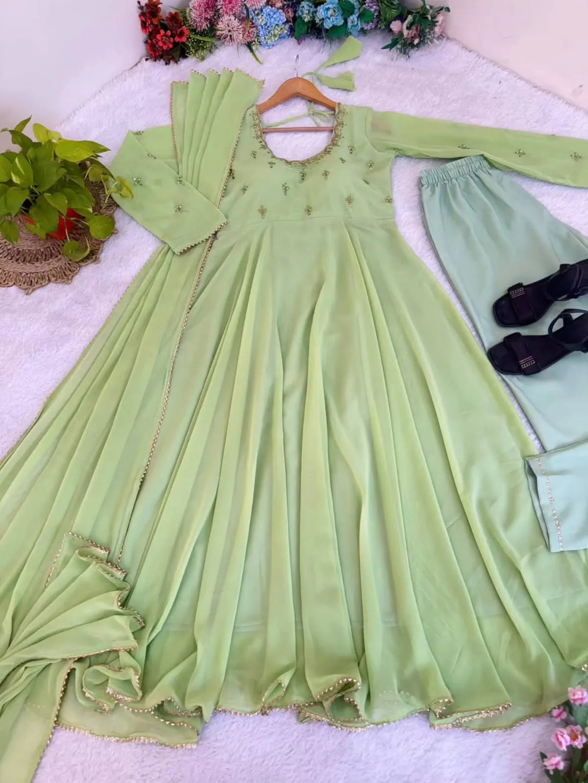 👑🌸Premium Georgette Minnale Anarkali Set With Bottom & Dupatta🌸👑 6