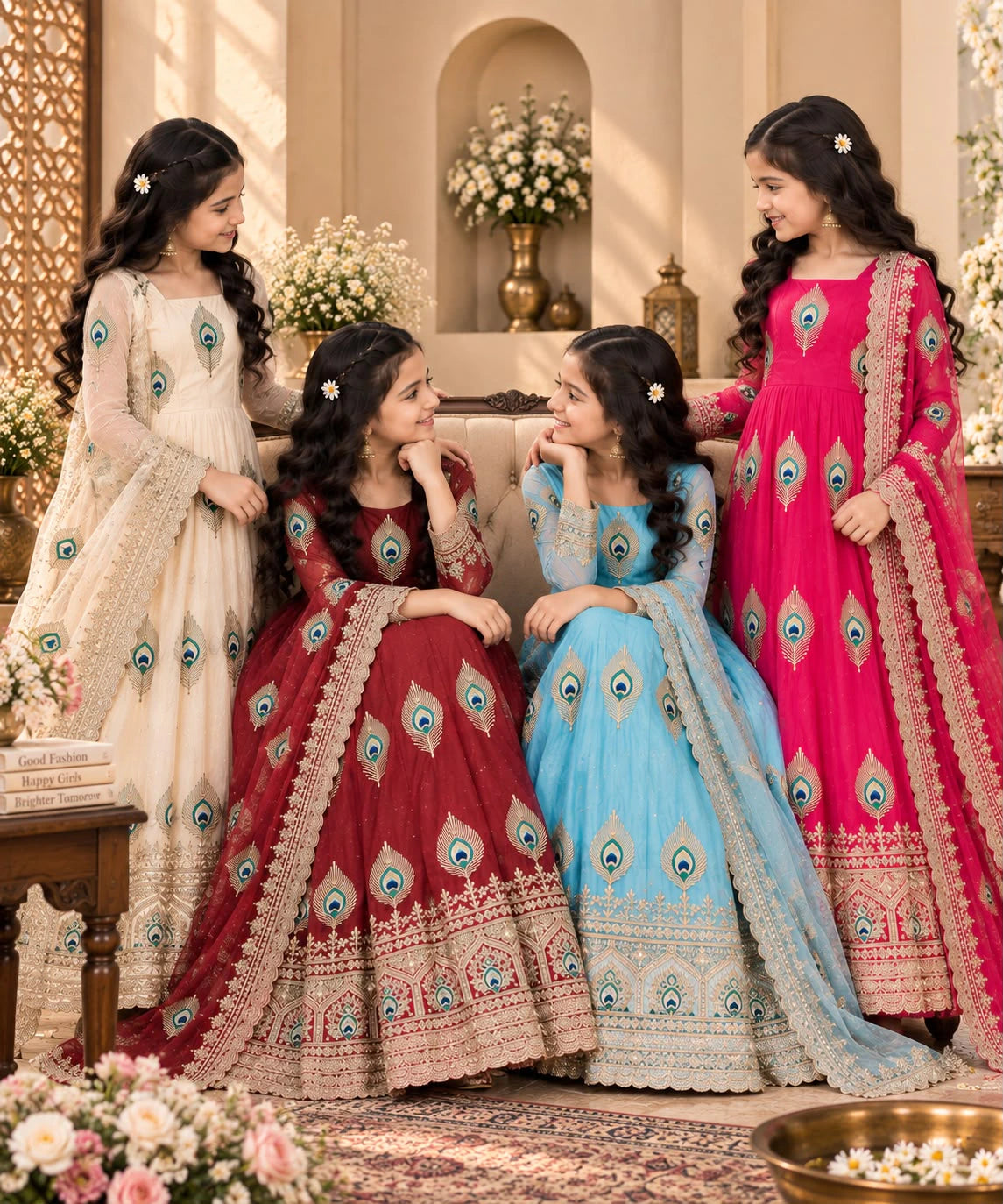 Silk Embroidered Kids Gown Set 1