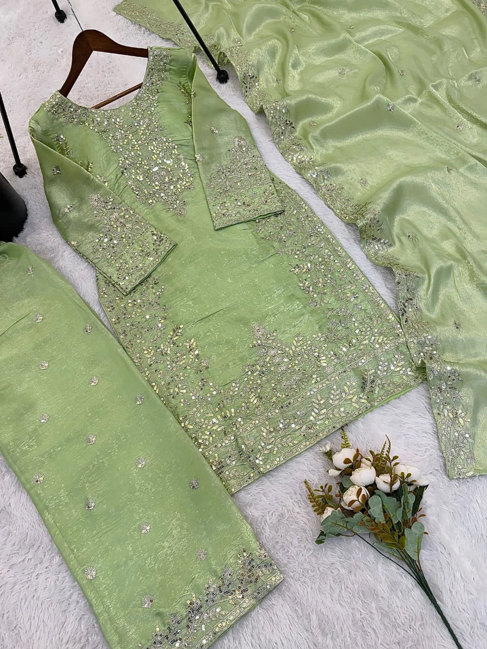 Silk Embroidered Kurta Set 6