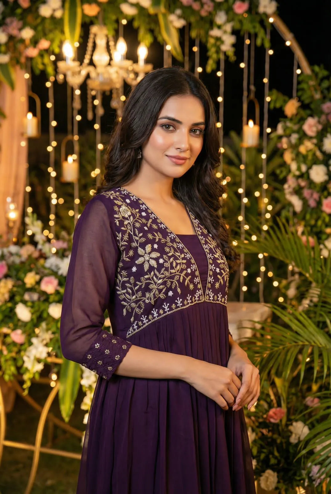 Ready to wear gown with embroidery and hand work 4