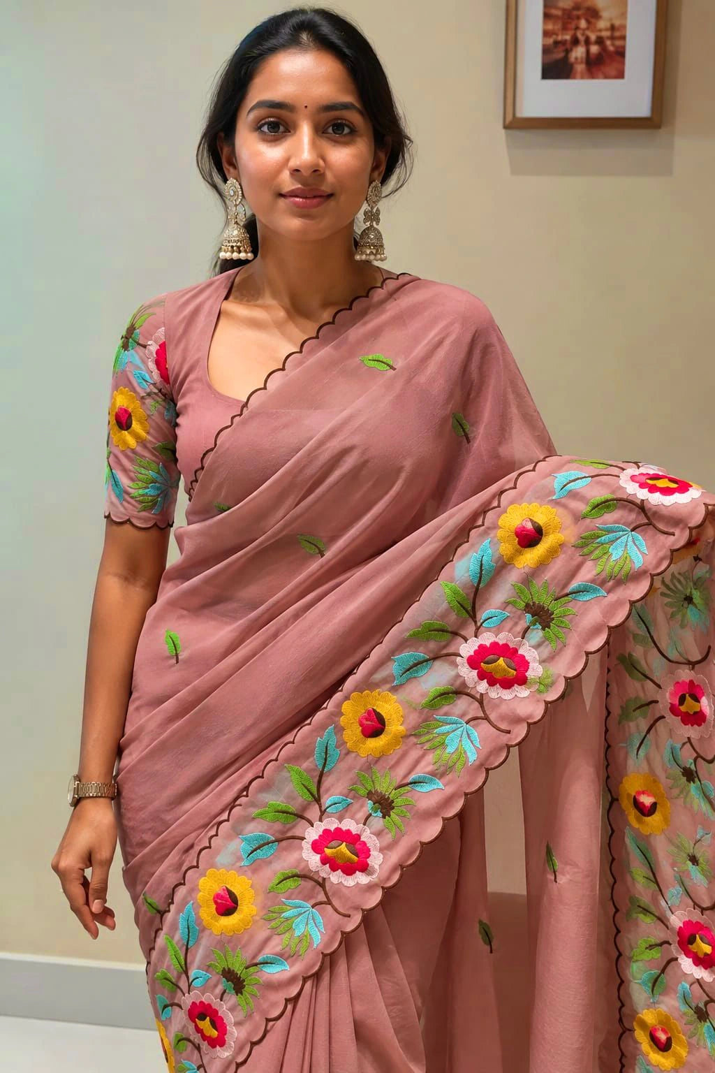 Georgette Embroidered Saree 4