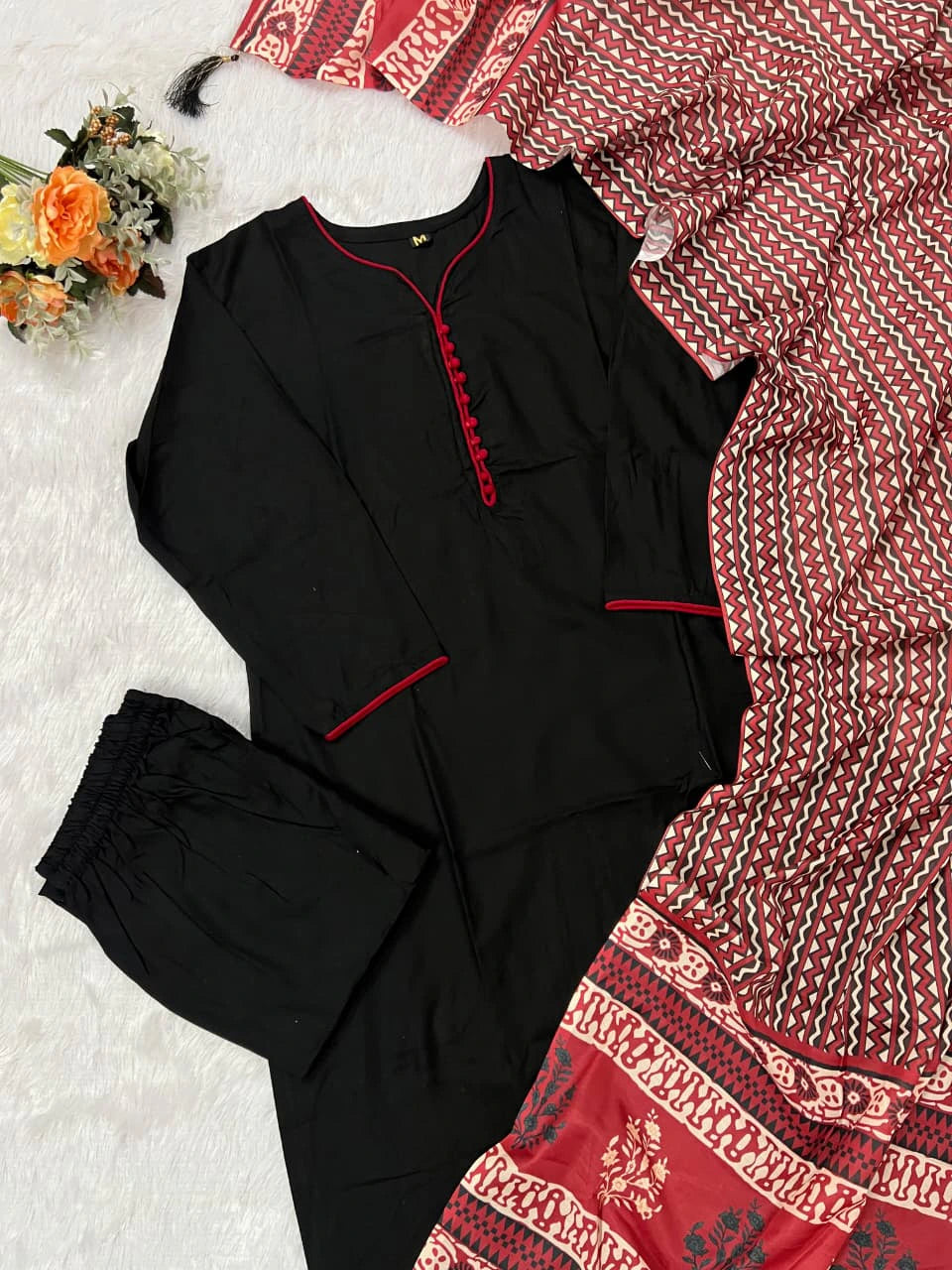 Rayon Kurti Pant Dupatta Set 4