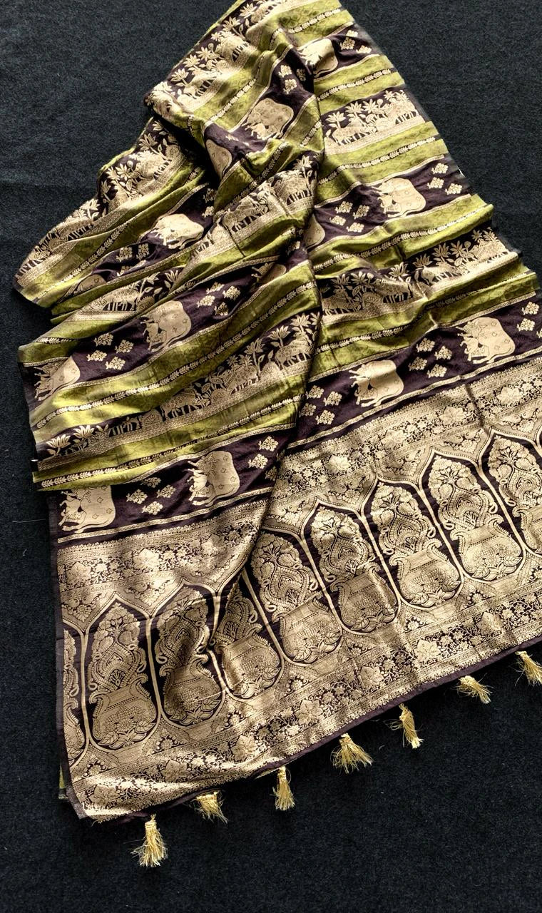Khadi Crepe Paithani Saree 4