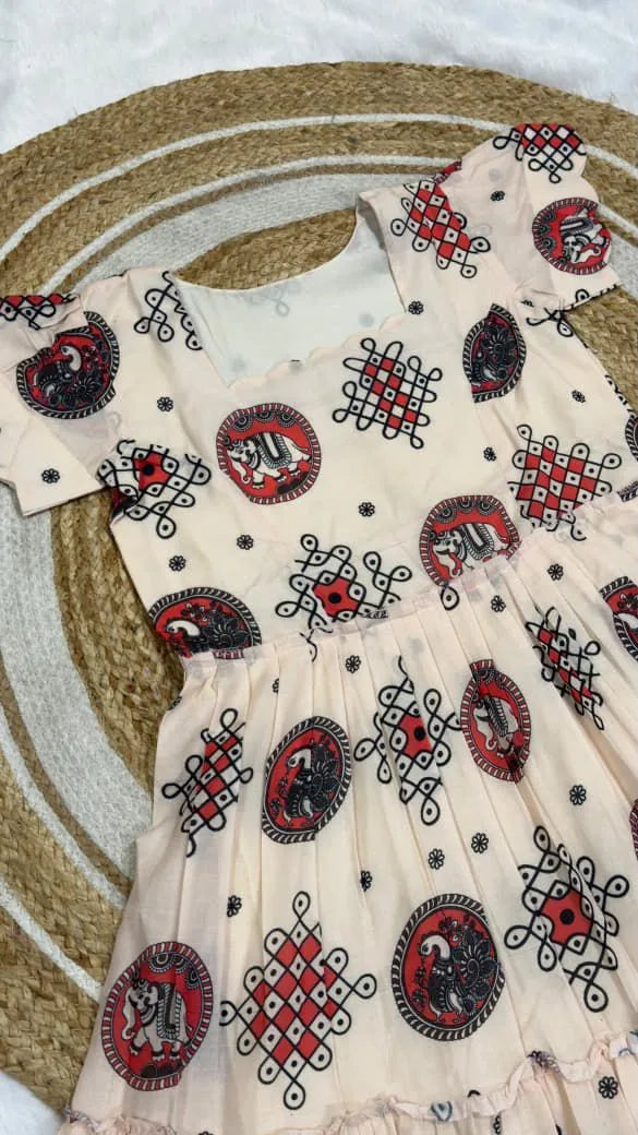 👸🌸Most Trending Kalamkari Kolam Design Mull chanderi Maxi Gown🌸👸 3