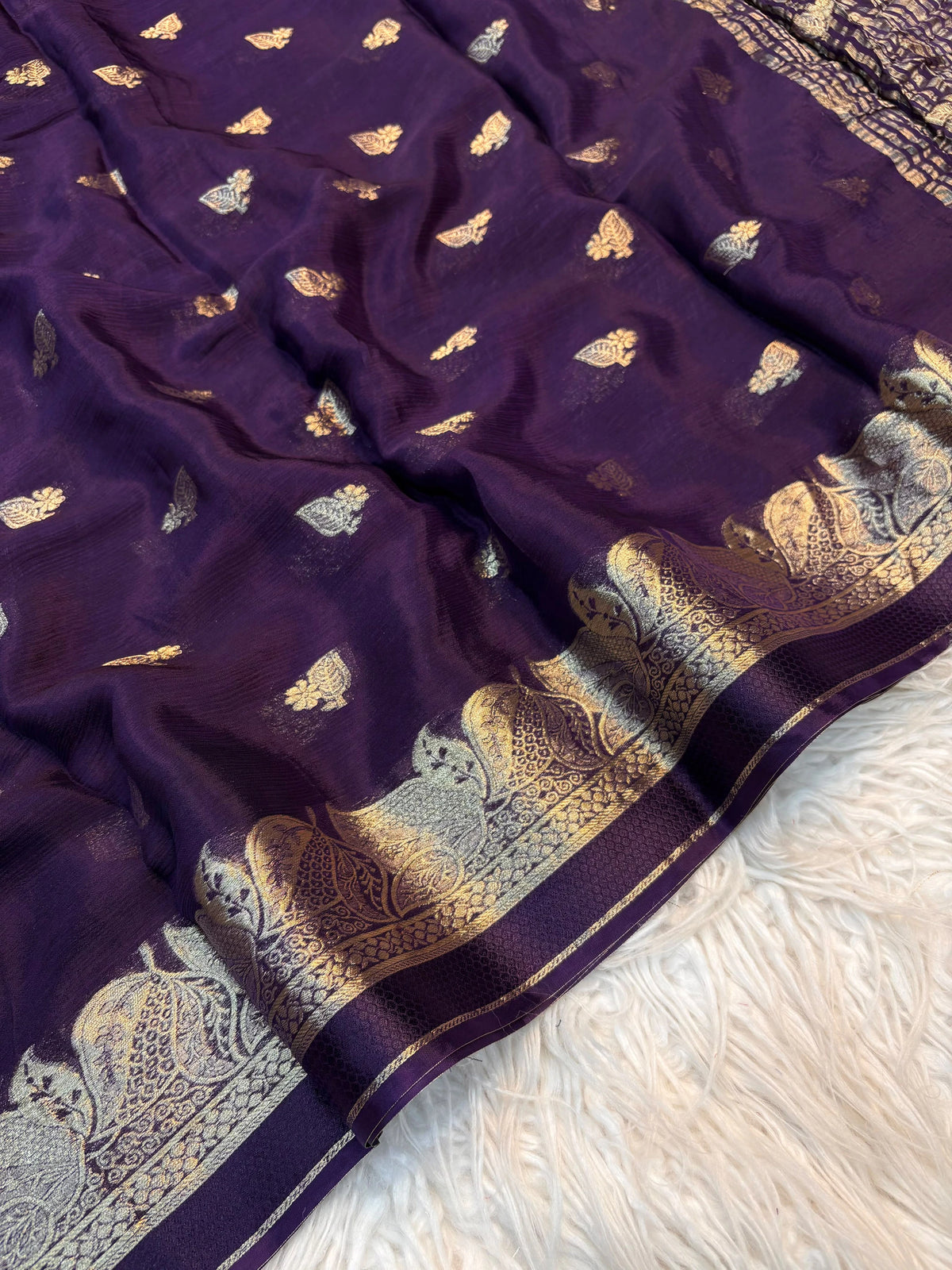 Viscose Chinnon Saree with Blouse 2