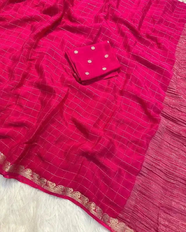 ❤️💜Most Gorgeous Pure Viscose Georgette Sarees With Blouse💜❤️ 4