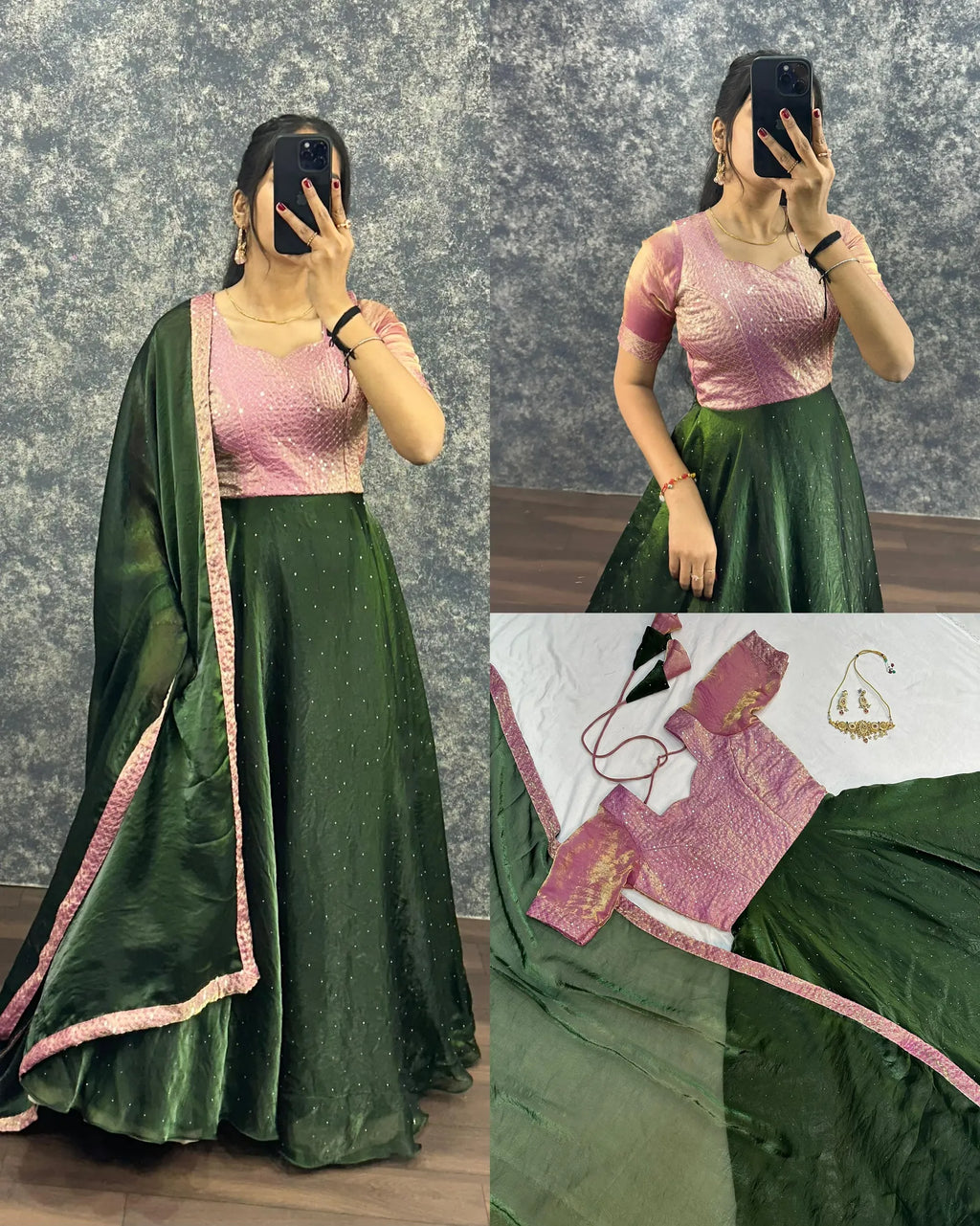 🌸🌸Attractive Pure Soft Fendy Silk Gown With Dupatta😎😎 1