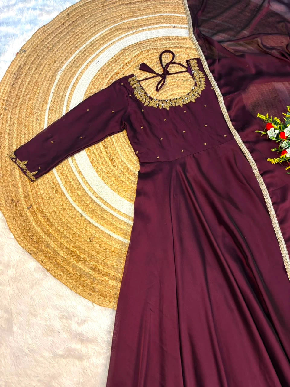 Rangoli Silk Anarkali Gown with Dupatta 10