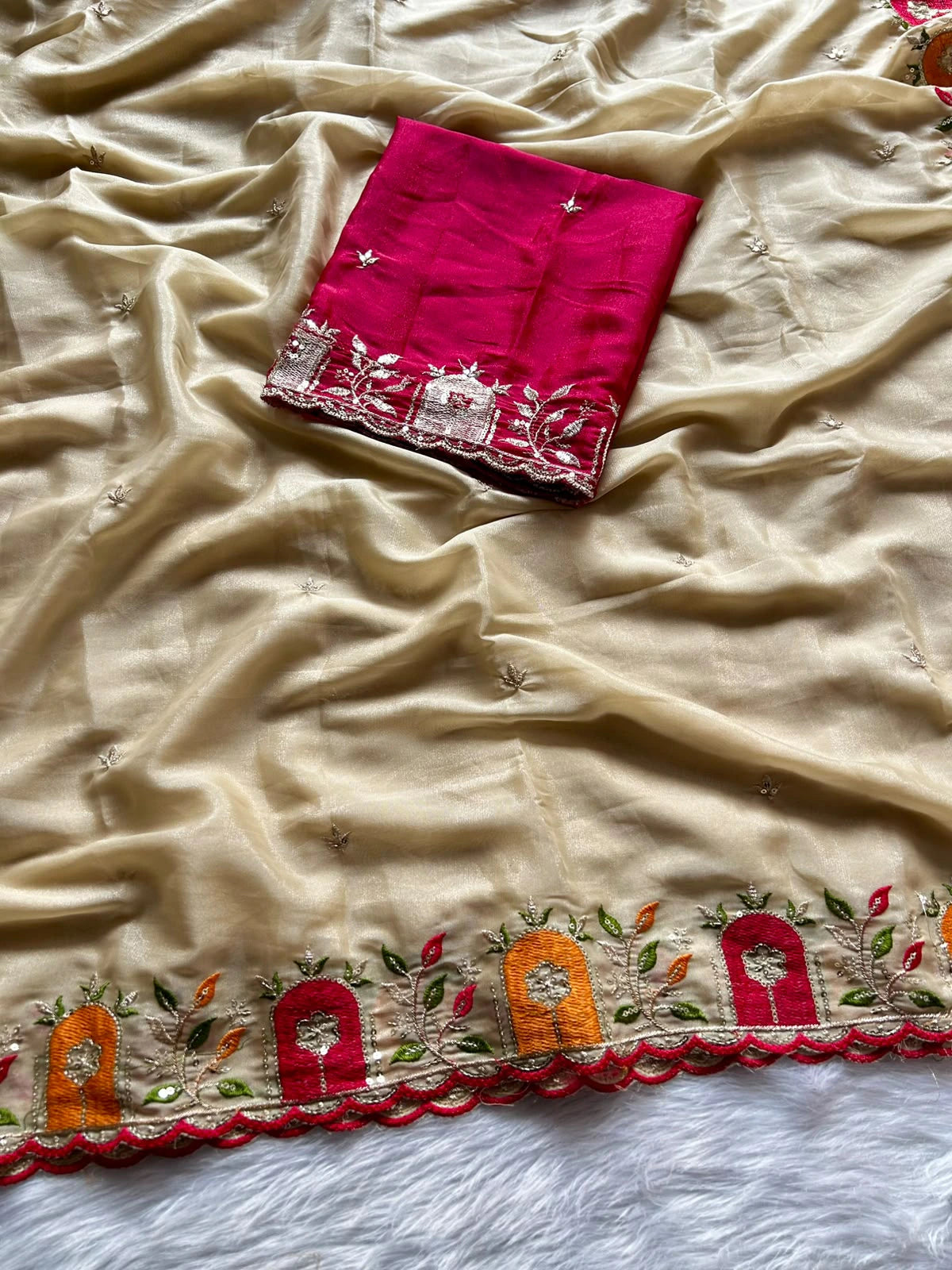 Georgette Embroidered Saree with blouse 4