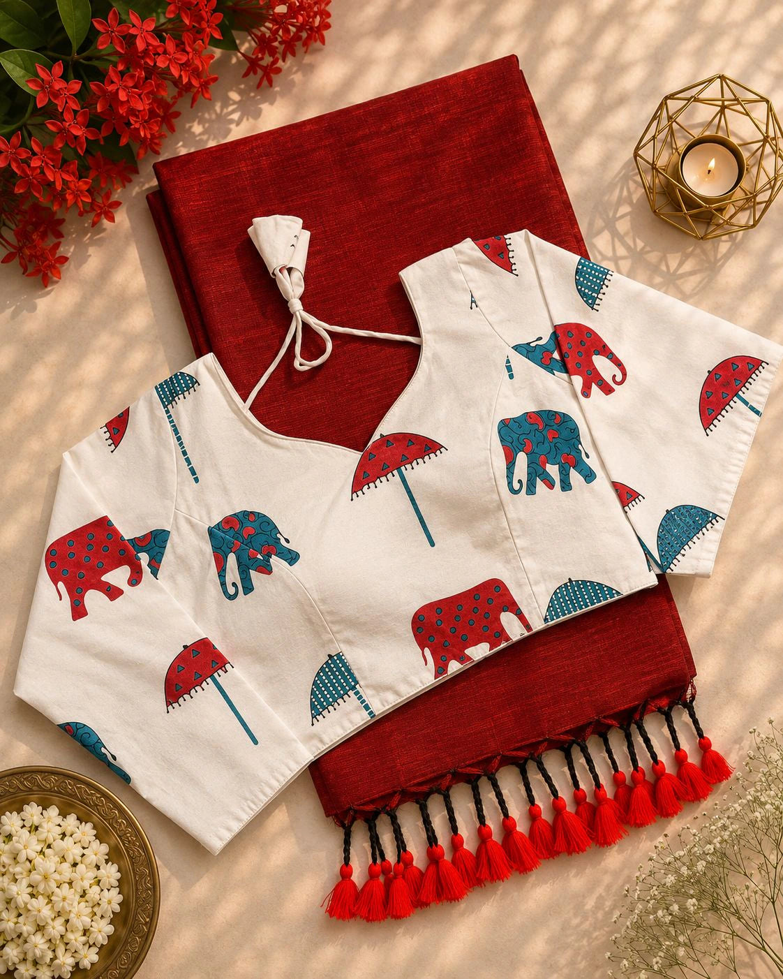 Khadi Cotton Saree with Printed Blouse 3