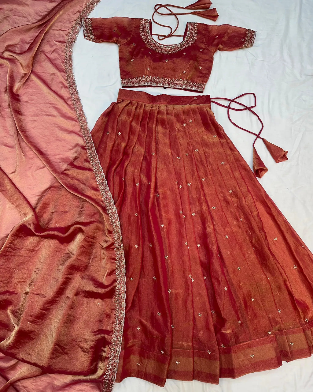 Traditional Tissue Silk Lehenga Choli Set 9