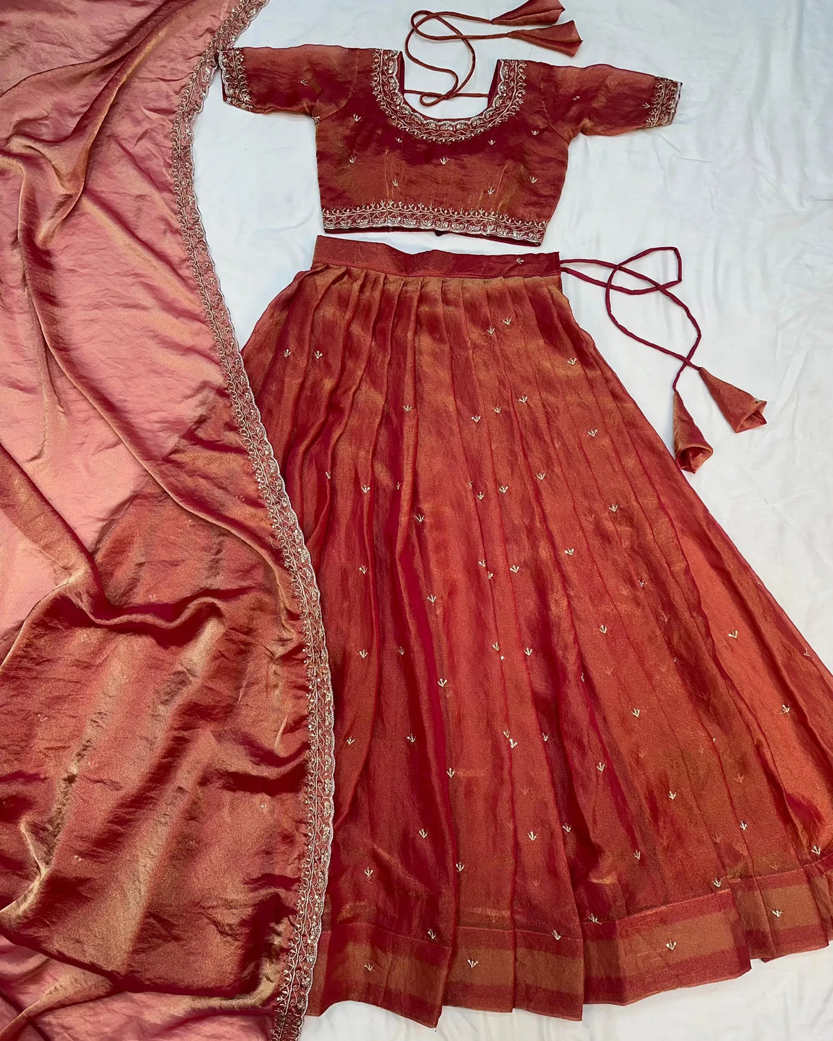 Traditional Tissue Silk Lehenga Choli Set 9