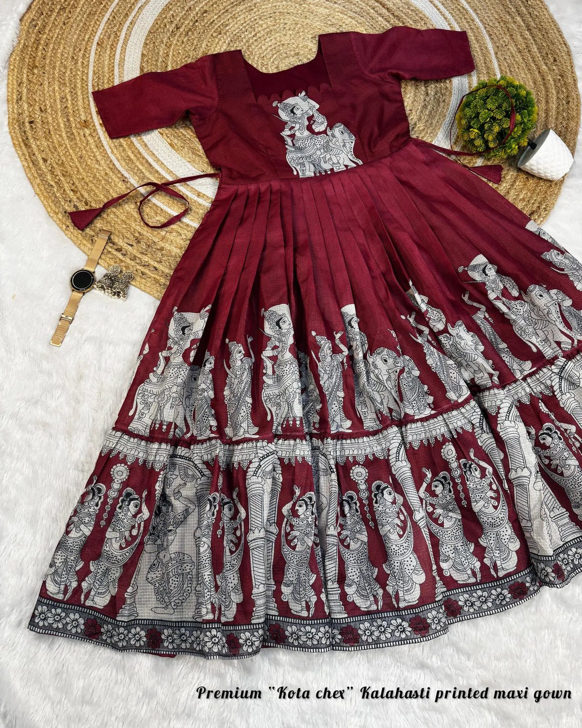 👸👸Trending Kalamkari khalahasti Pure Cotton Printed kota Maxi Gown👑👑 6