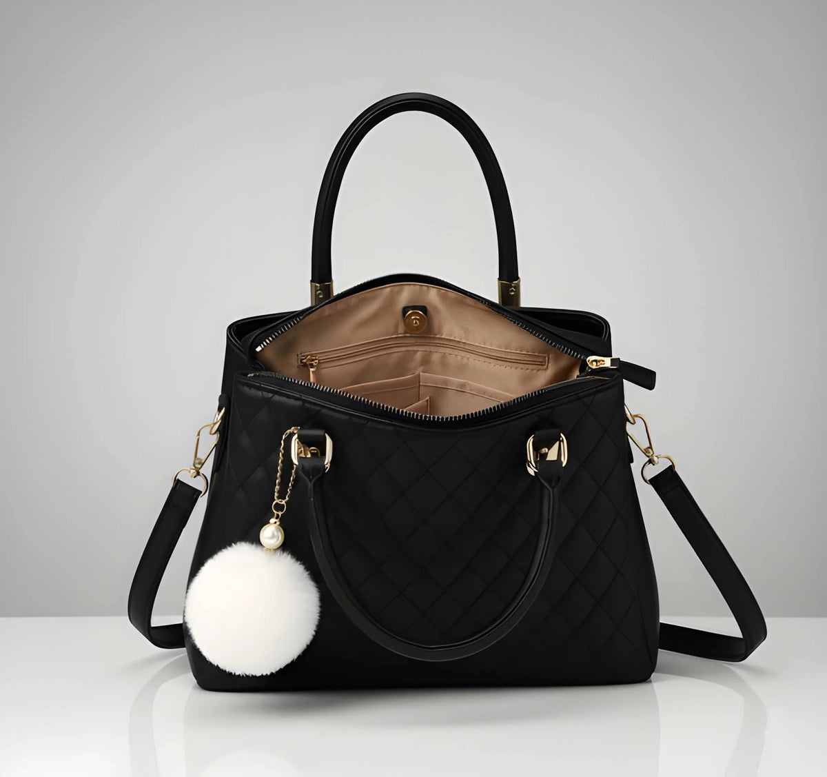 Stylish Ladies PU Leather Shoulder Handbag Premium Fashion Tote Bag with Spacious Multi-Compartment 3