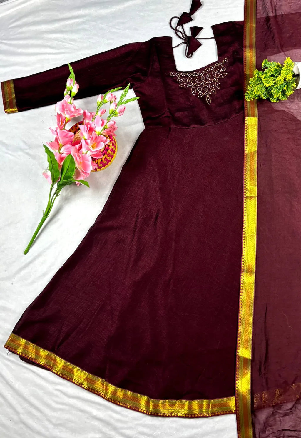 🌸🌸Kadhalar Dhinam Roja Outfit Recreation  Hand Work Gown with Duppata (New Colours Added)🌸🌸 9