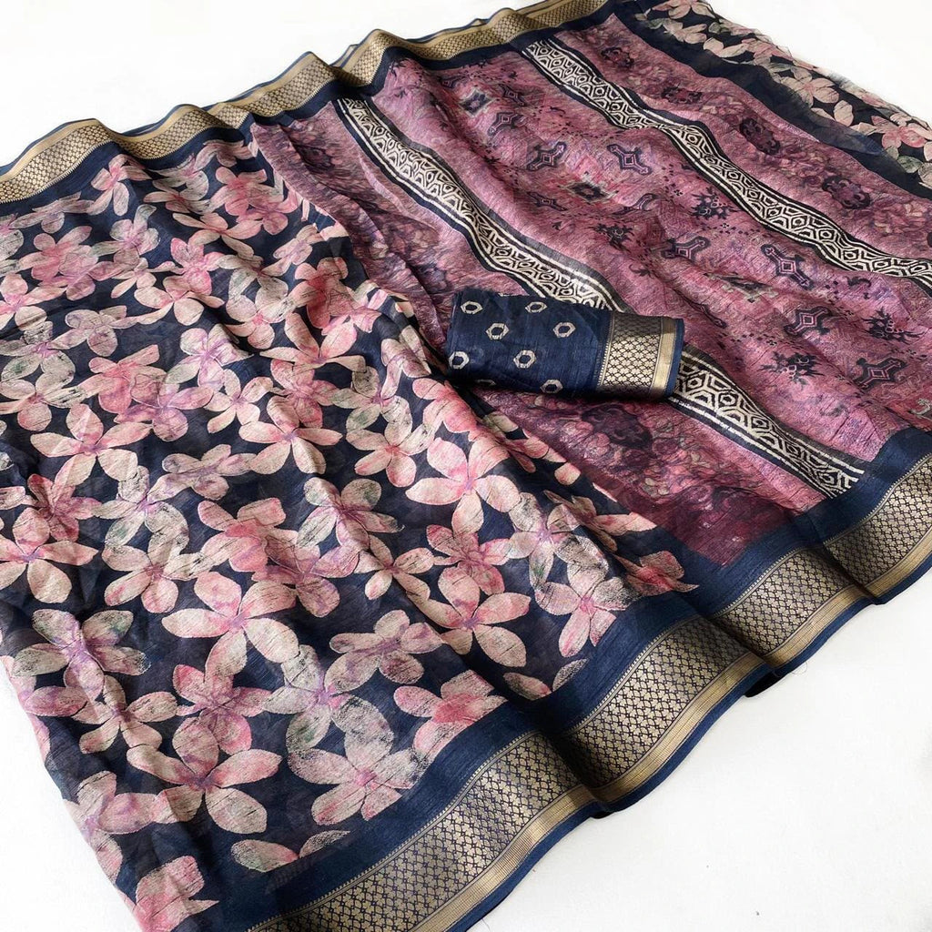 Slub Cotton Saree with Blouse 2