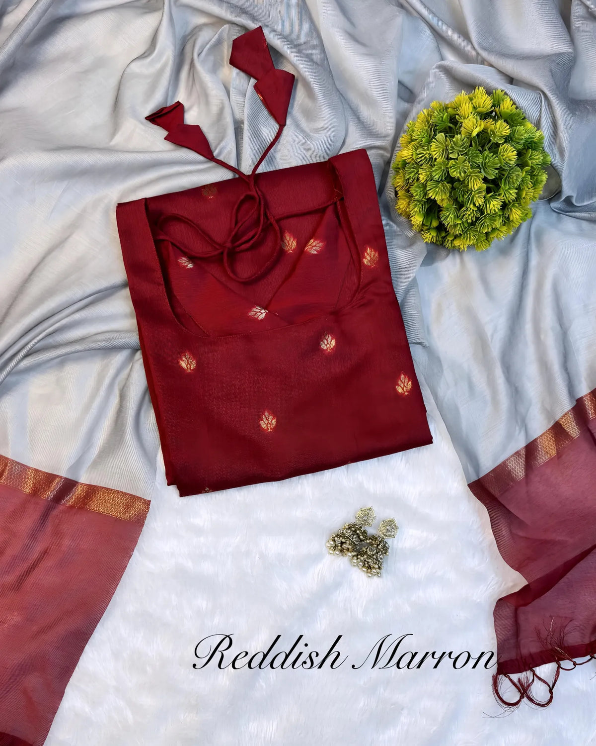 🌸🌸Premium Silk Cotton Kurti Set With Attractive Zari Buttas & Contrast Dupatta🌸🌸 7