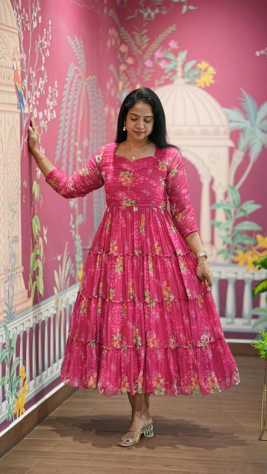 Georgette Floral Gown Dress 9