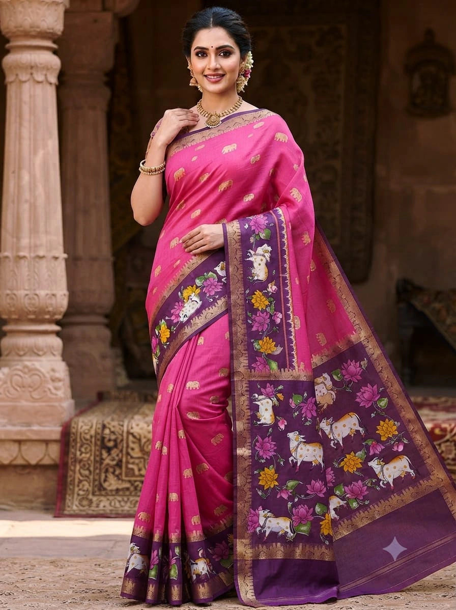 Zari Border Saree with Blouse 1