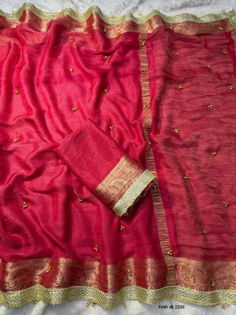 Tissue Silk Saree with Ghungroo Work 8