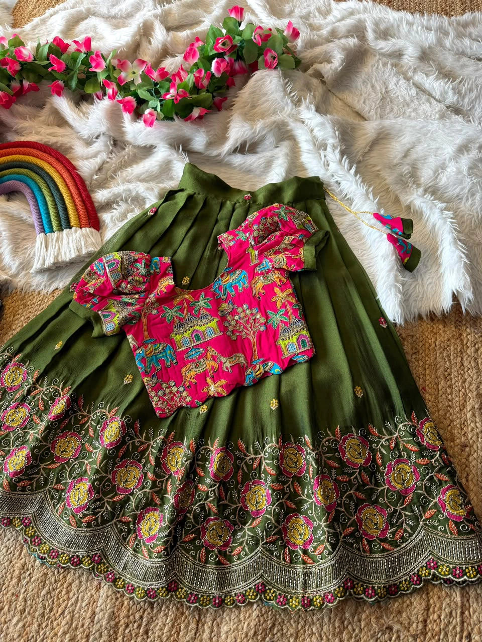 Rangoli Crush Lehenga for Girls 10