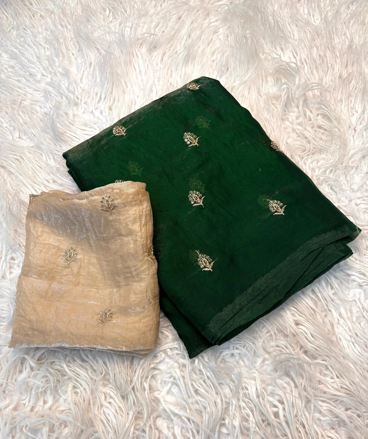 🌸🌸Two Tone Space Silk Sarees With Leaf Hand Work Embriodery Designs🌸🌸 4