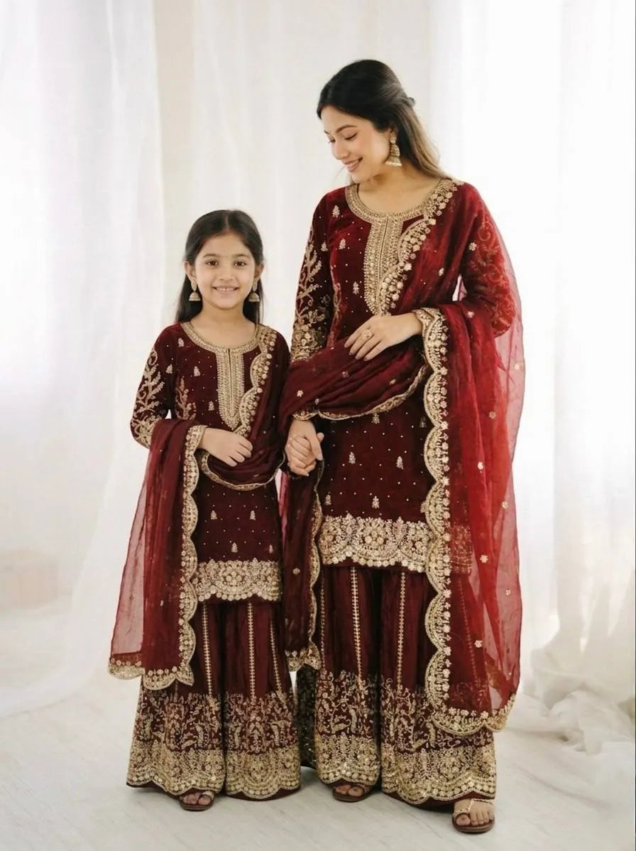💕💕Premium mom & daughter Combo Ready to Wear sharara set💕💕 2
