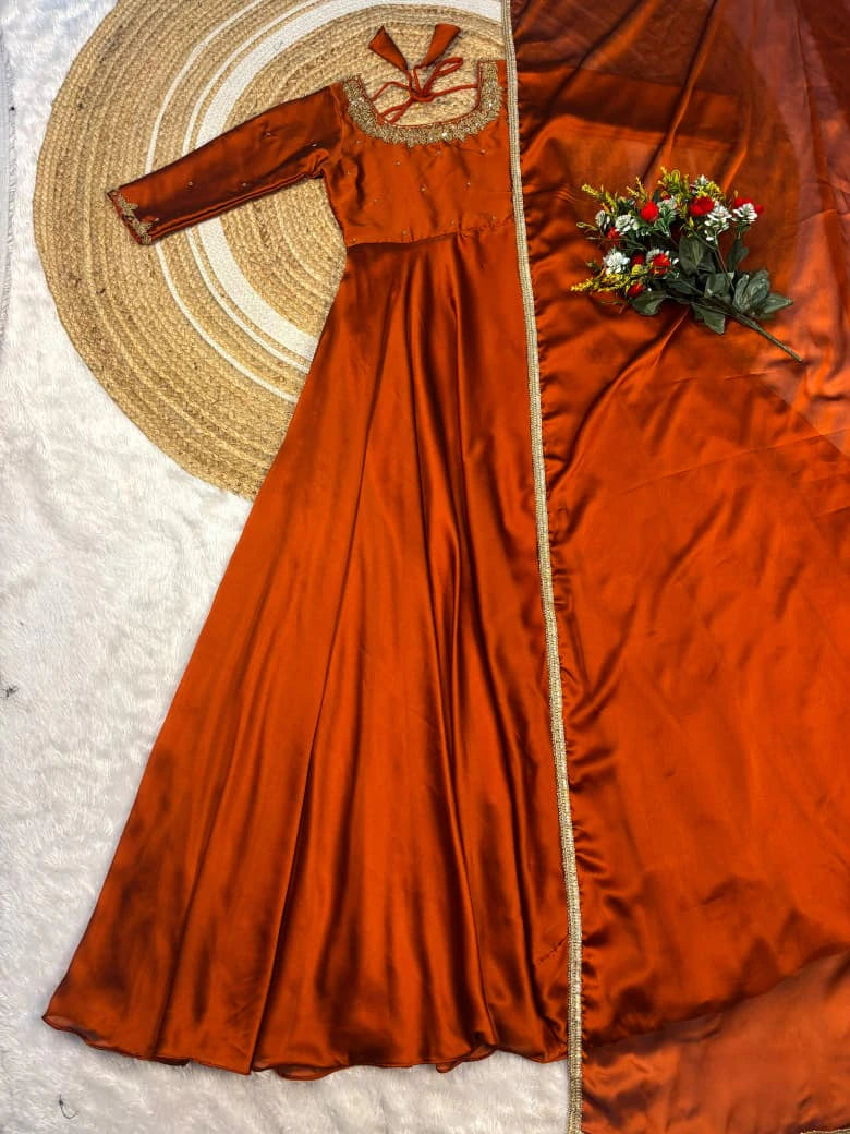 Rangoli Silk Anarkali Gown with Dupatta 3