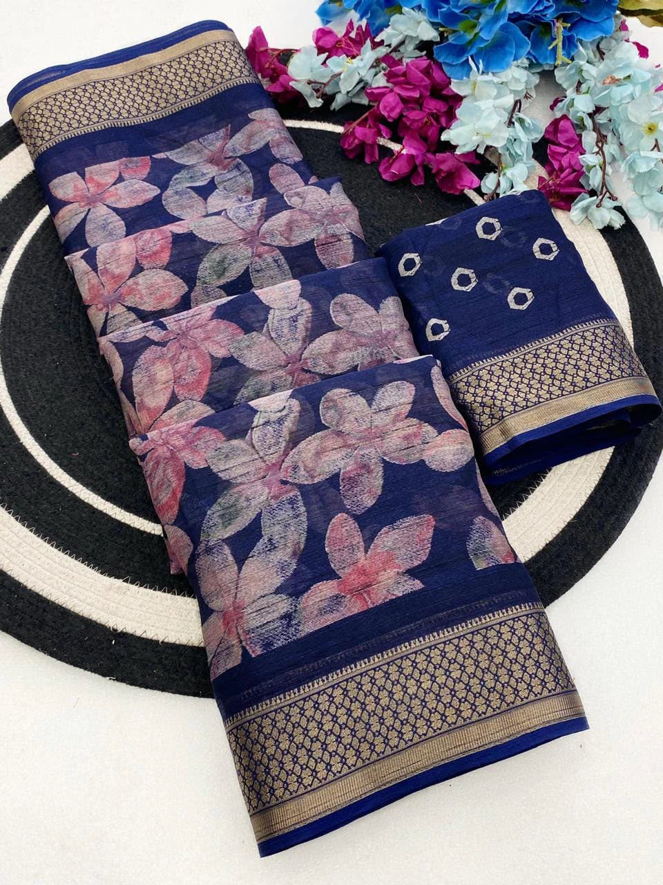 Slub Cotton Saree with Blouse 4