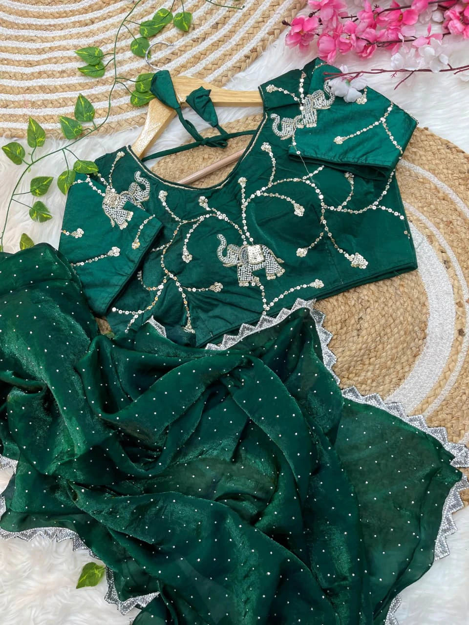 Satin Silk Saree with Blouse 4