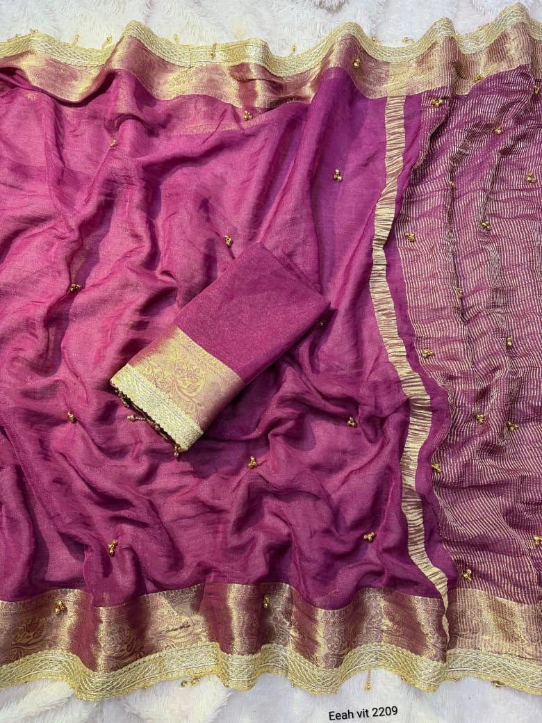 Tissue Silk Saree with Ghungroo Work 4