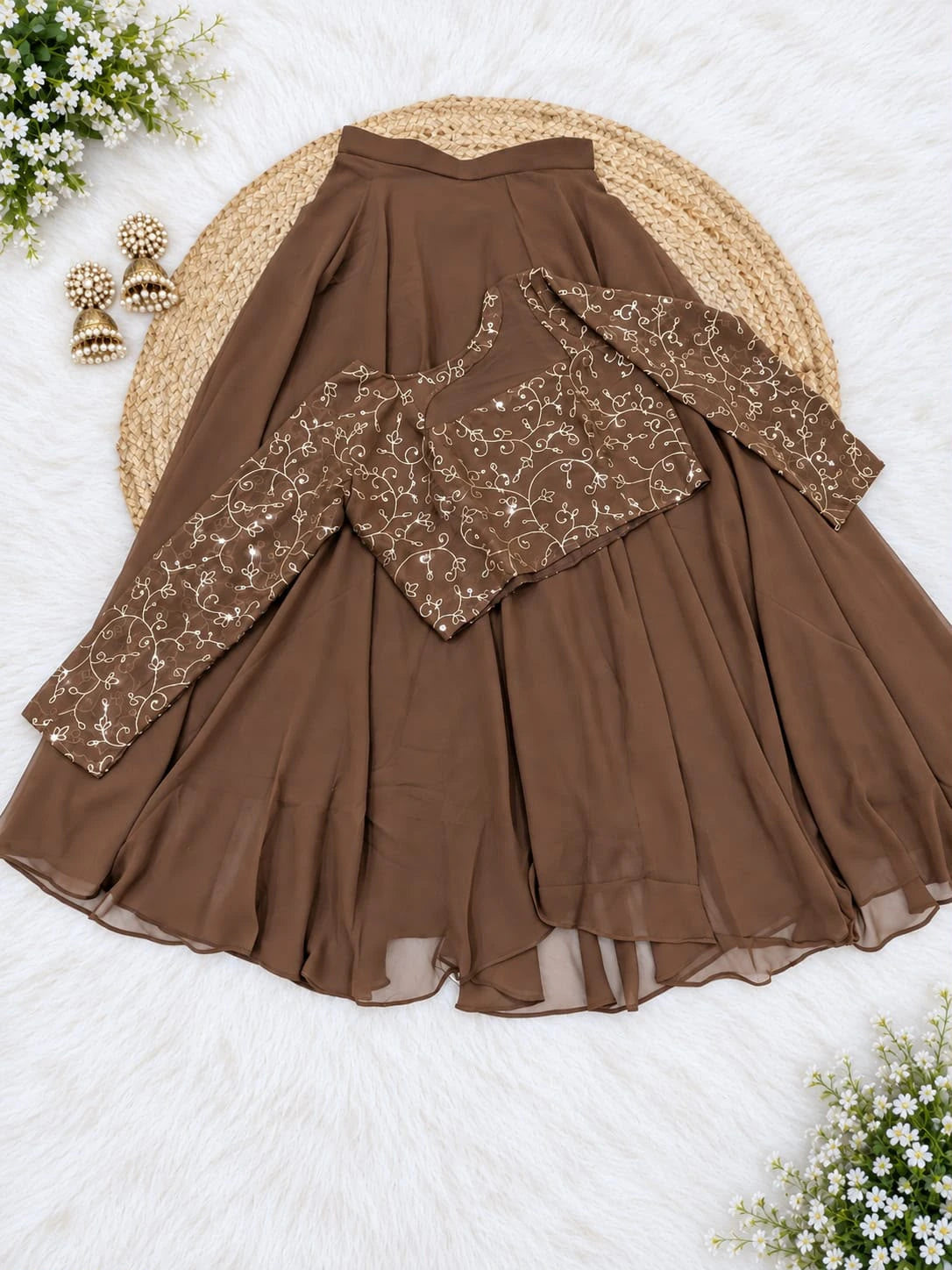Georgette Embroidered Lehenga Set 2